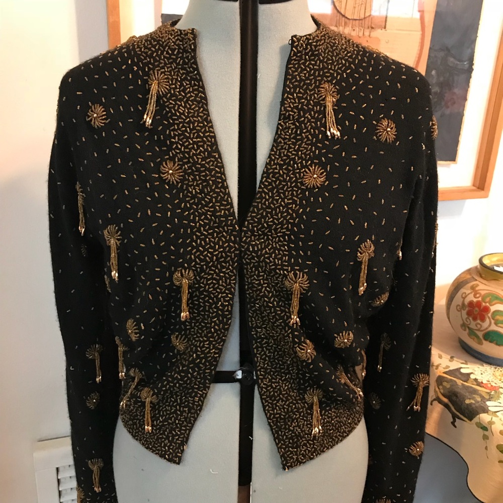 Spectacular vintage beaded cashmere sweater